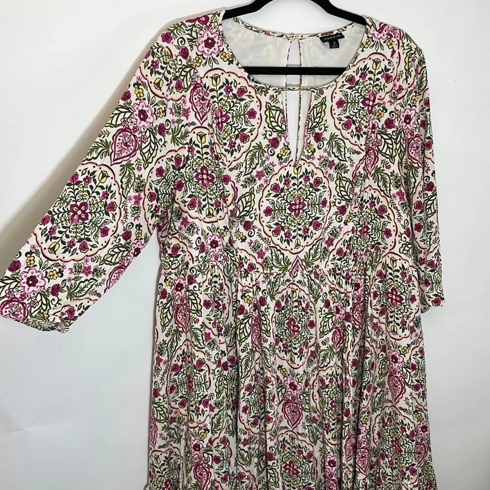 Torrid 2 IVORY FLORAL PRINT CHALLIS SKATER DRESS - Picture 3 of 10